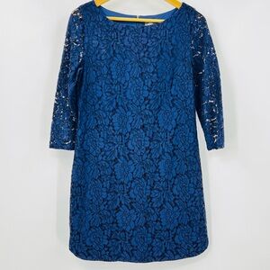 Vince Camuto Navy Blue 3/4 Sleeve Classic Lace Sheath Dress Women’s Size 6